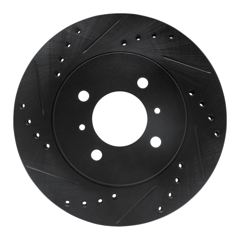 Mitsubishi Mirage Brake Rotor (1) - Front Left - R1 Concepts - Drilled & Slotted - Black - `98-`07